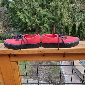 Red suede platform creeper Vans